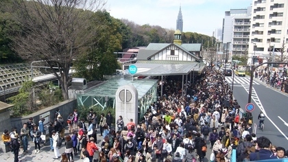 原宿駅とたくさんの人